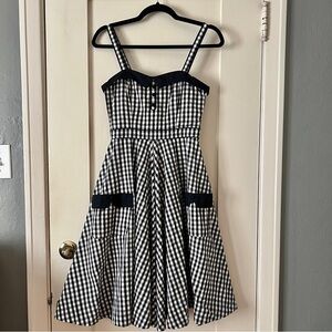 NWOT - H&M Gingham Retro Rockabilly Cotton Swing Dress - Black & White - Size 4
